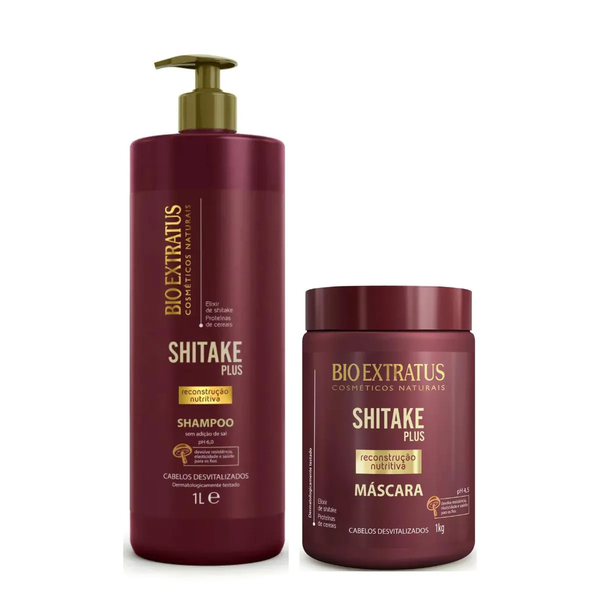 KIT SHAMPOO E MASCARA SHITAKE PLUS 1LT - BIO EXTRATUS