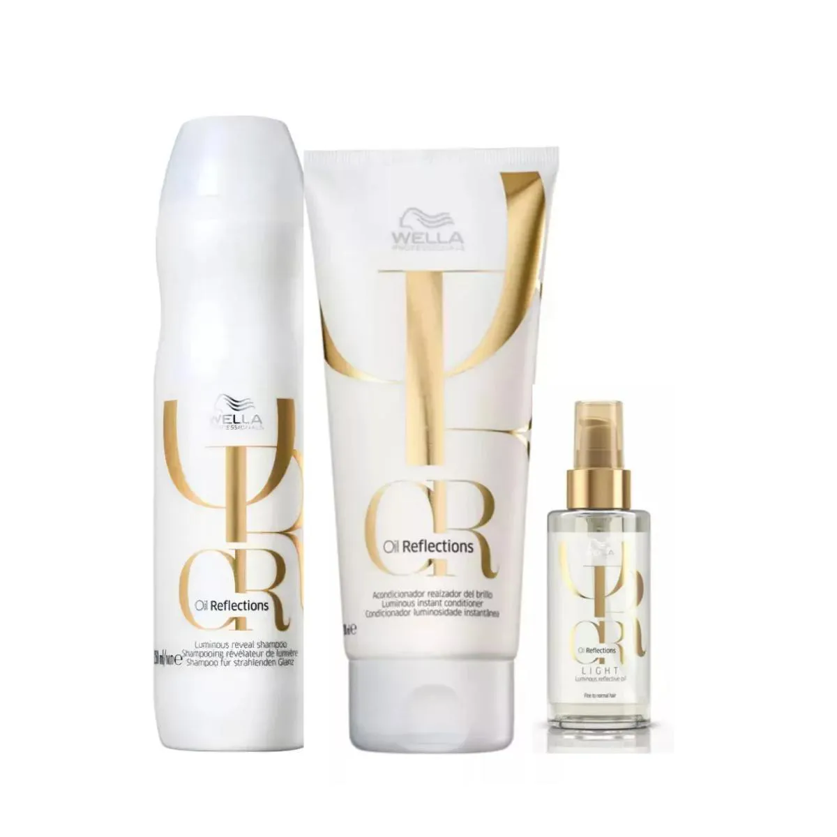 KIT OIL REFLECTIONS LUMINOUS SHAMPOO + CONDICIONADOR + ÓLEO LIGHT - WELLA