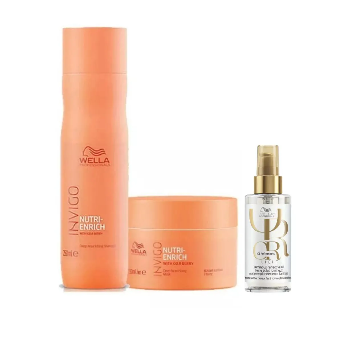 KIT INVIGO NUTRI ENRICH + OIL REFLECTIONS LIGHT 3 PRODUTOS- WELLA