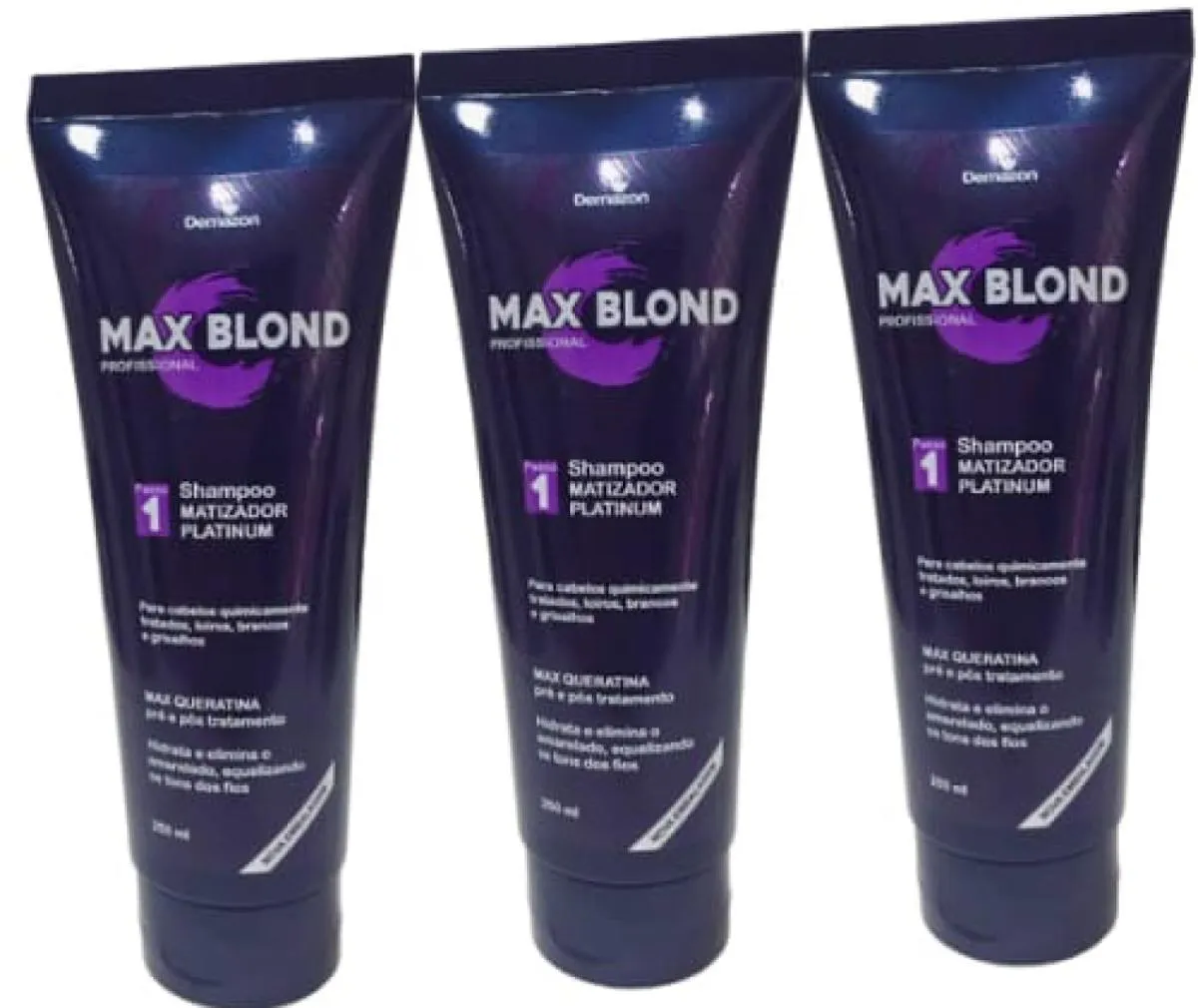 SHAMPOO MATIZADOR/DESAMARELADOR MAX BLOND 250ML DEMAZON KIT 03 UND