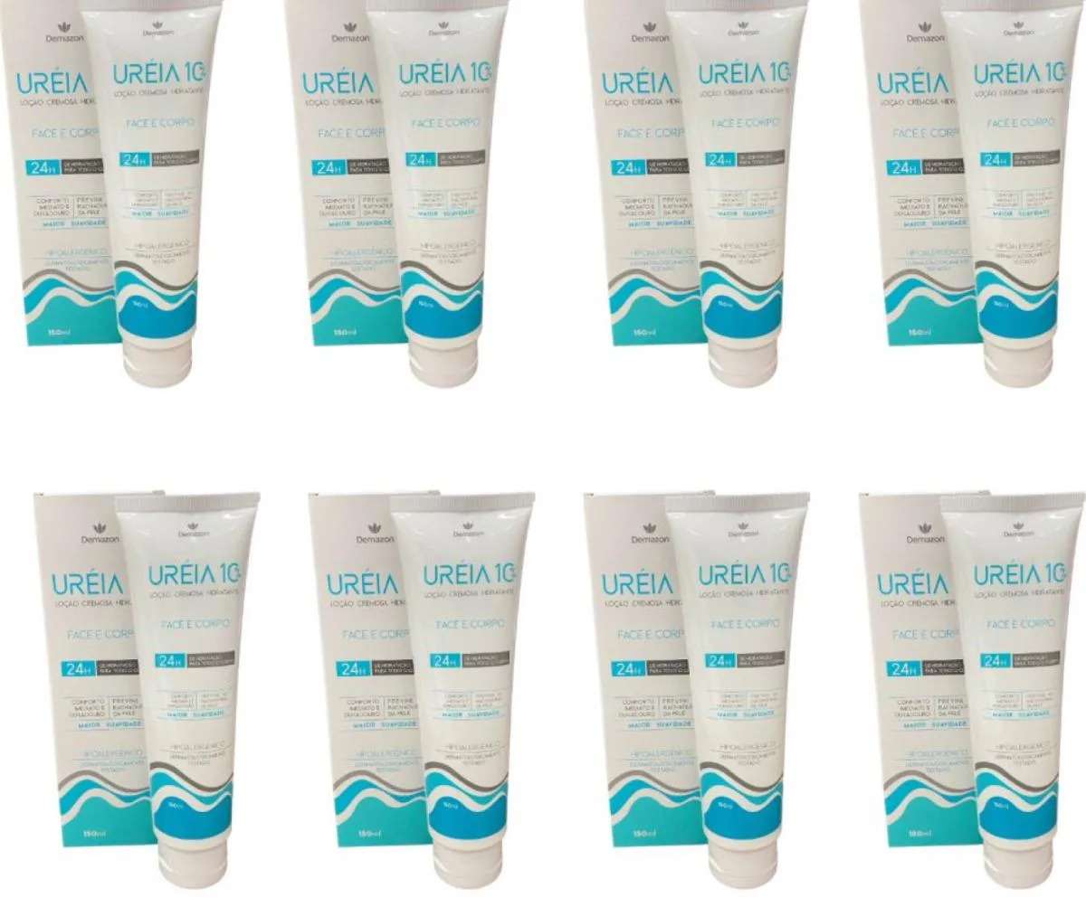 LOÇÃO CREMOSA HIDRATANTE URÉIA 10% 150ML DEMAZON KIT 8 UN