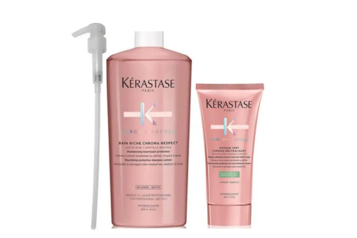 KéRATASE PARIS - CHROMA ABSOLUSHAMPOO RICHE 1L + MáSCARA VERT 150G
