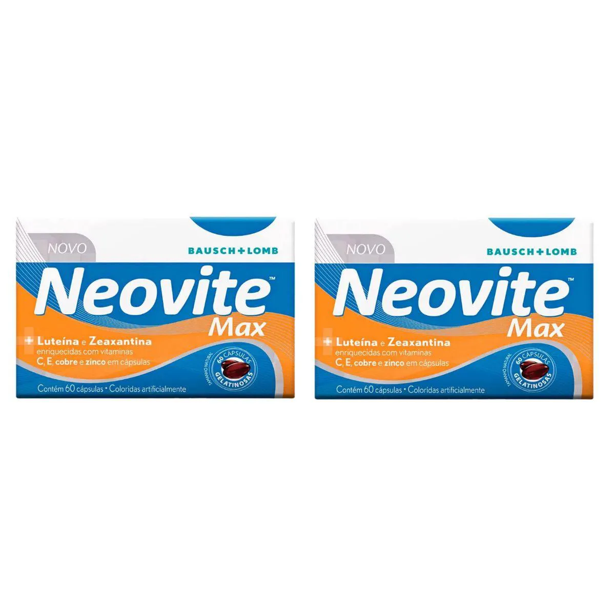 2 CAIXAS NEOVITE MAX 60 CAPSULAS OCULAR LUTEíNA E ZEAXANTINA