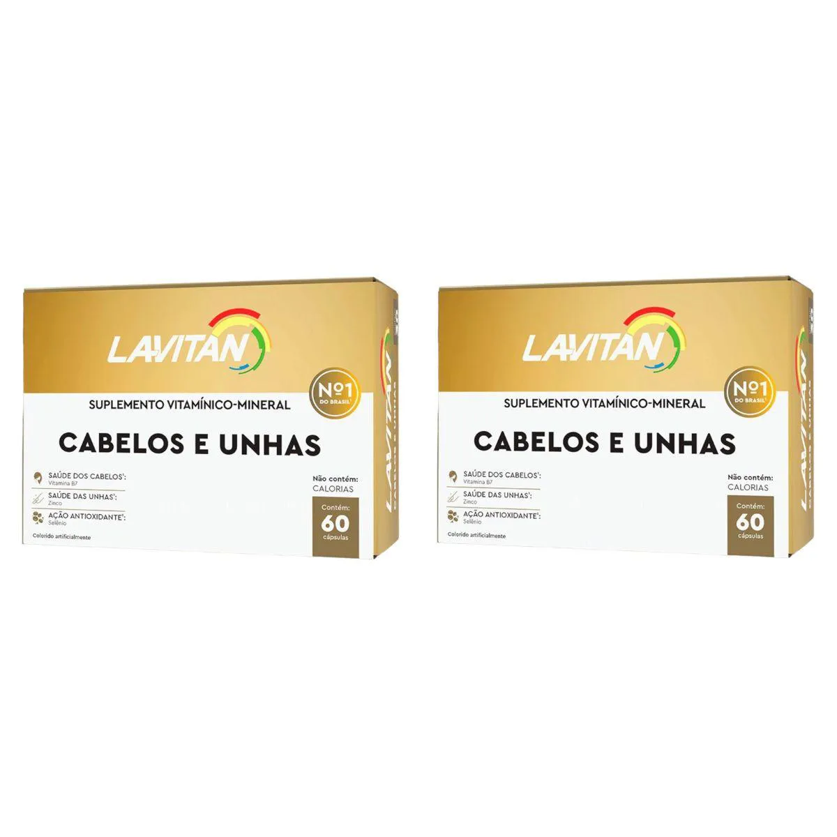 2 CAIXAS LAVITAN CABELOS E UNHAS FORçA TOTAL 60 CáPSULAS