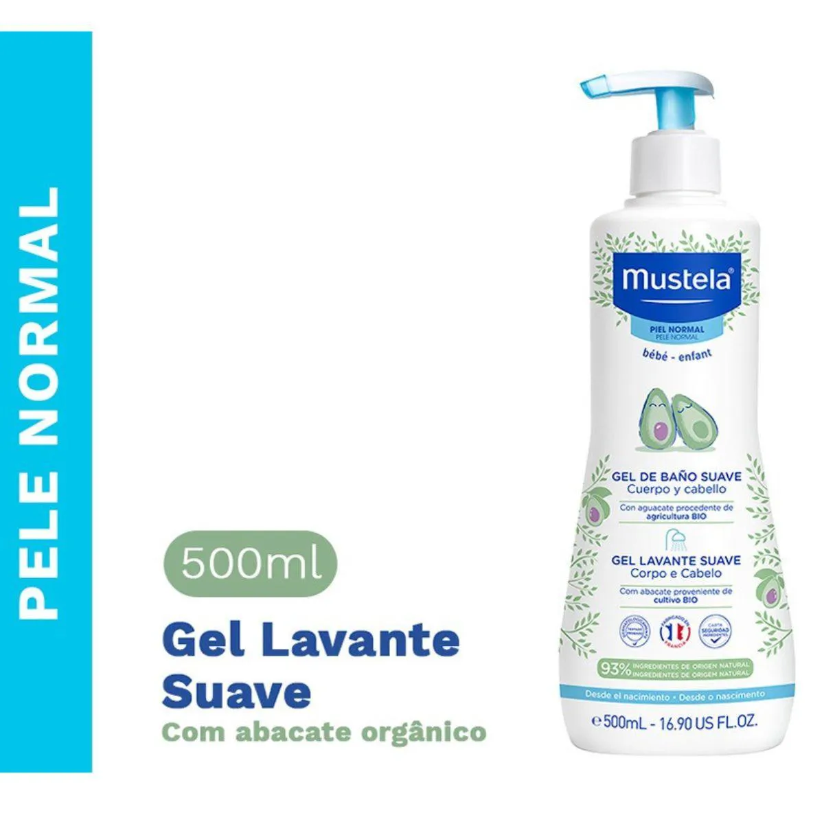GEL LAVANTE SUAVE COM ABACATE ORGâNICO 500ML