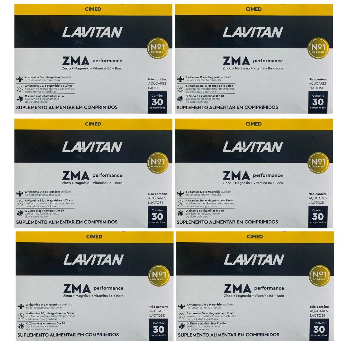 6 UN LAVITAN ZMA PERFORMANCE 30 COMPRIMIDOS FORçA E ENERGIA