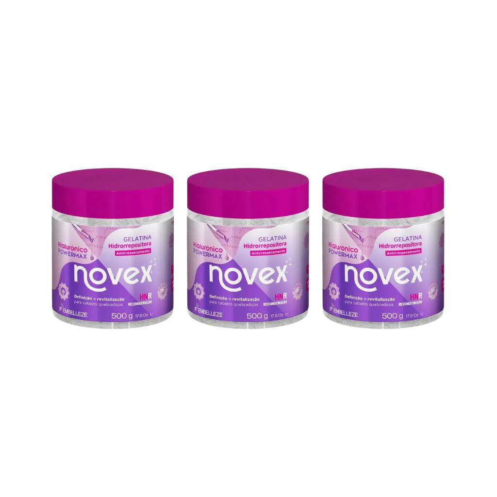 GELATINA CAPILAR NOVEX 500G HIALURONICO HIDRORREPOSITORA-3UN
