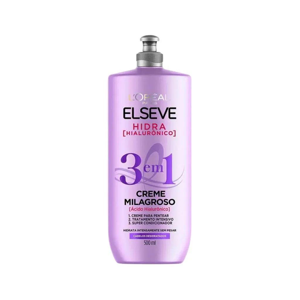 CREME DE TRATAMENTO ELSEVE 500ML 3EM1 HIDRA HIALURONICO