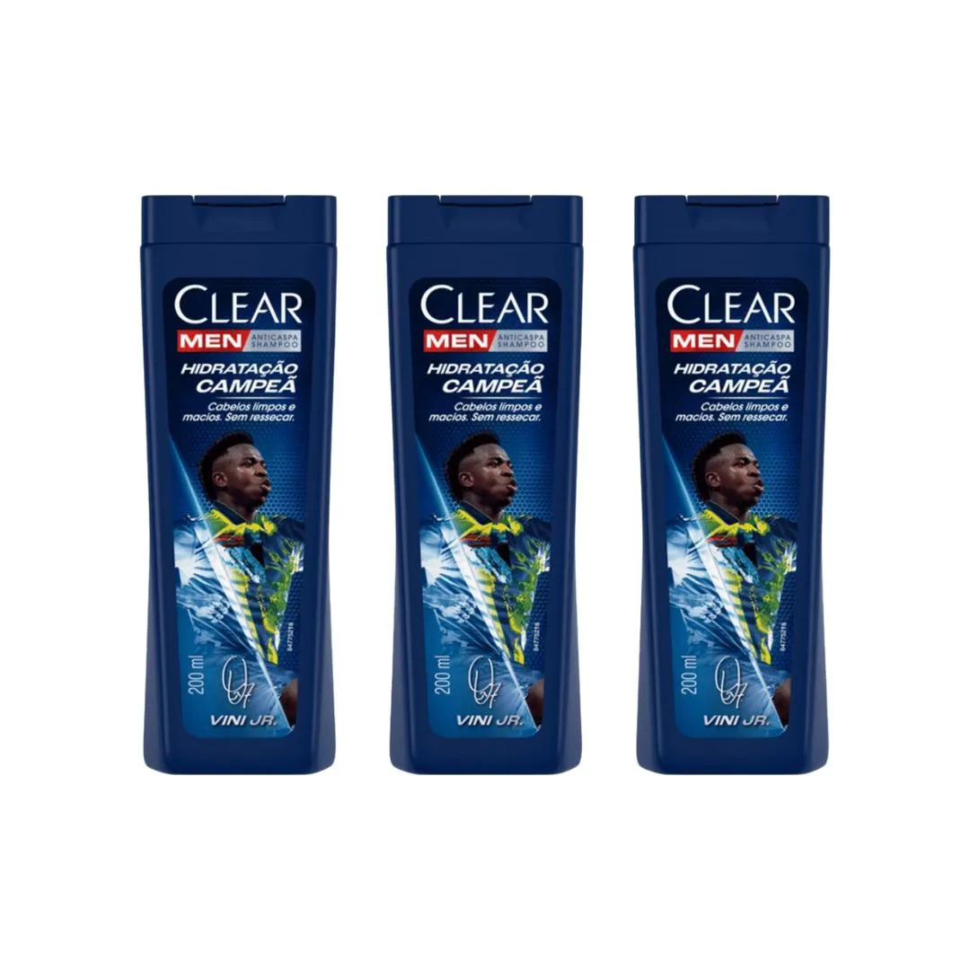 SHAMPOO CLEAR 200ML MEN HIDRAT CAMPEA - KIT C/3UN