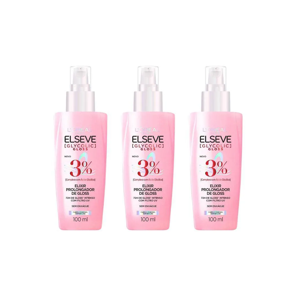 SERUM ELSEVE GLYCOLIC GLOSS 100ML - KIT C/ 3UN