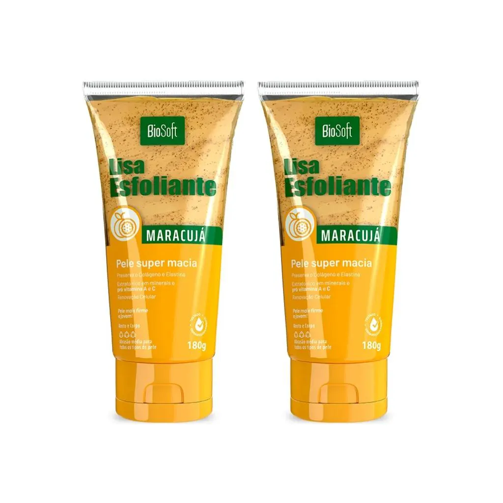 CREME ESFOLIANTE SOFT HAIR BIOSOFT 180G MARACUJA - KIT C/2UN