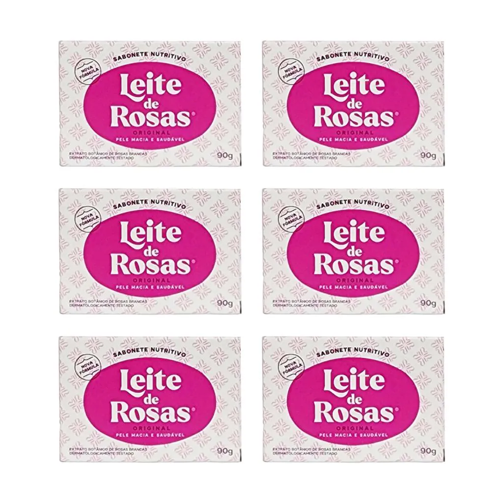SABONETE LEITE DE ROSAS BARRA 90G - KIT C/ 6UN