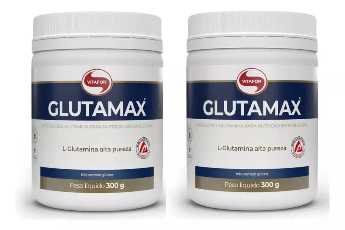 KIT 2 GLUTAMINA GLUTAMAX EM Pó VITAFOR 300G