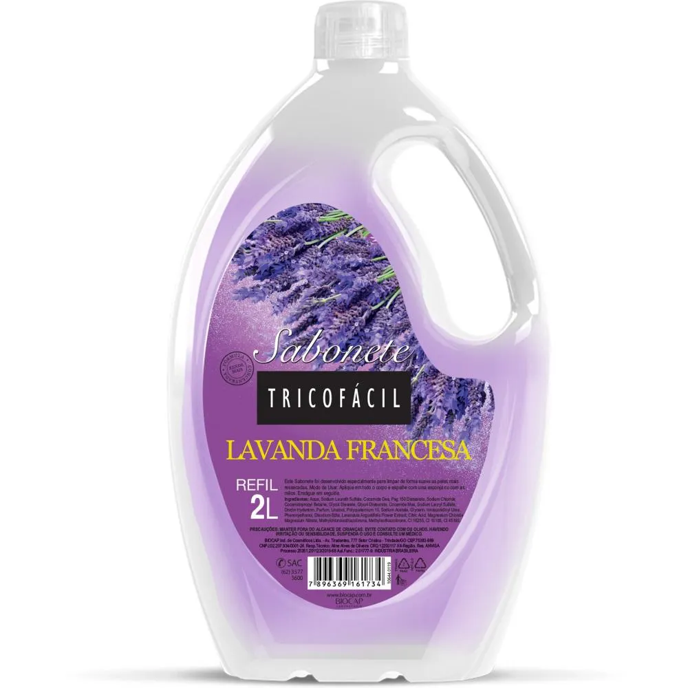 SABONETE LíQUIDO LAVANDA FRANCESA 2 LITROS TRICOFáCIL