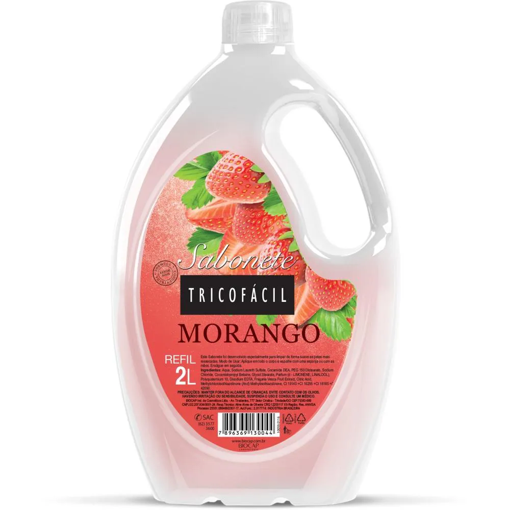 SABONETE LíQUIDO DE MORANGO 2 LITROS TRICOFáCIL