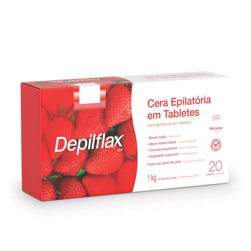 CERA QUENTE DEPILAçãO DEPILFLAX MORANGO 1KG TABLETES