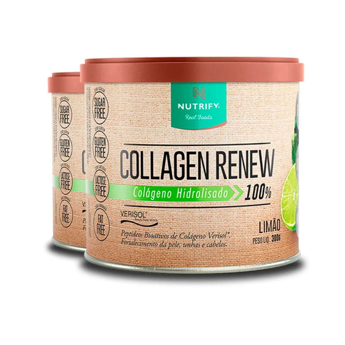 Kit 2 Collagen Renew Colágeno Hidrolisado Limão Nutrify 300g