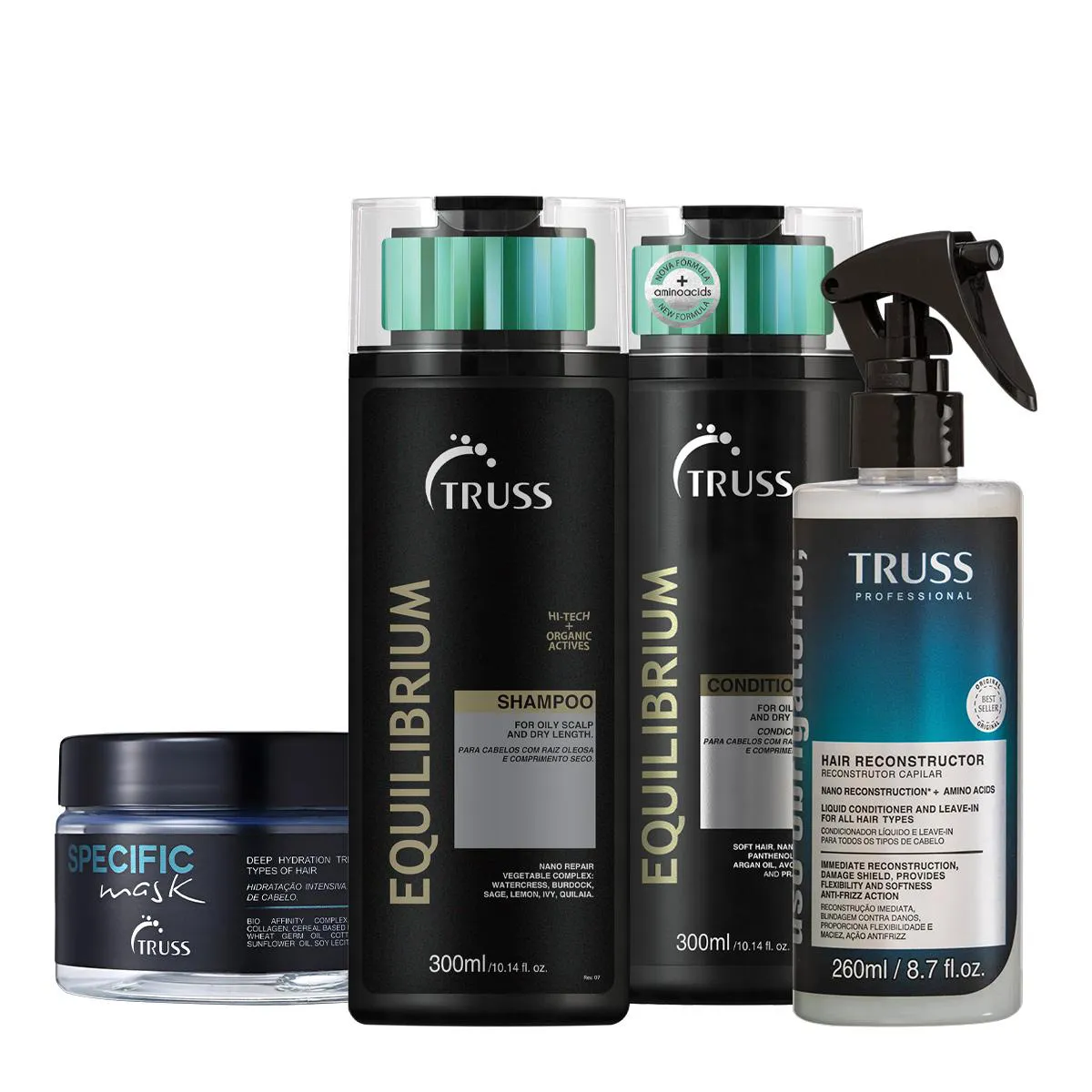 KIT TRUSS EQUILIBRIUM SPECIFIC OBRIGATóRIO HOME CARE RECONSTRUTOR (4 PRODUTOS)