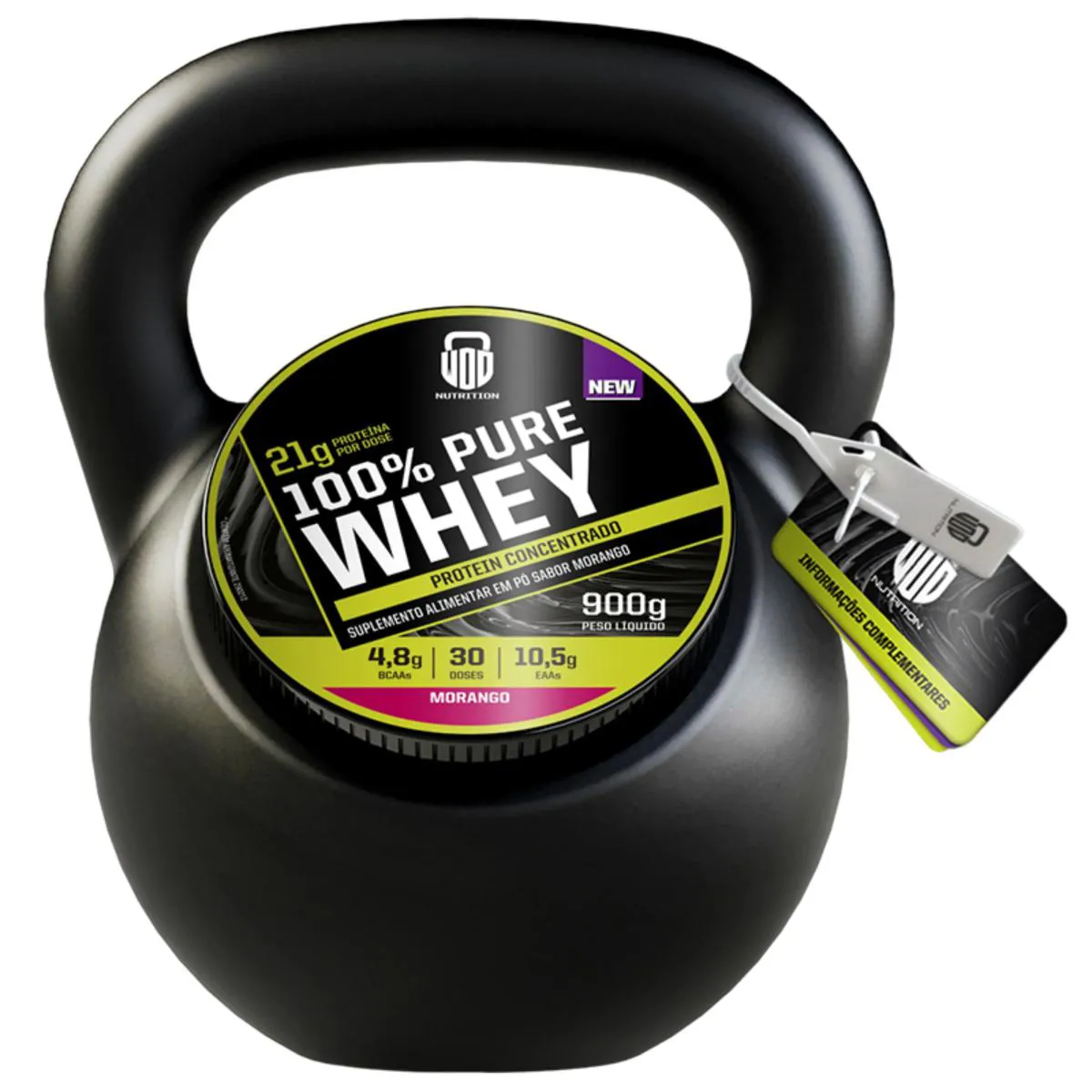 WHEY PROTEIN CONCENTRADO 100% PURO 900G + BRINDE COQUETELEIRA – WOD NUTRITION Morango