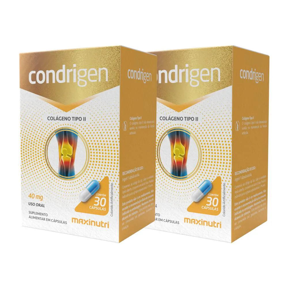 KIT 2 CONDRIGEN COLáGENO TIPO 2 COM 30 CAPSULAS MAXINUTRI