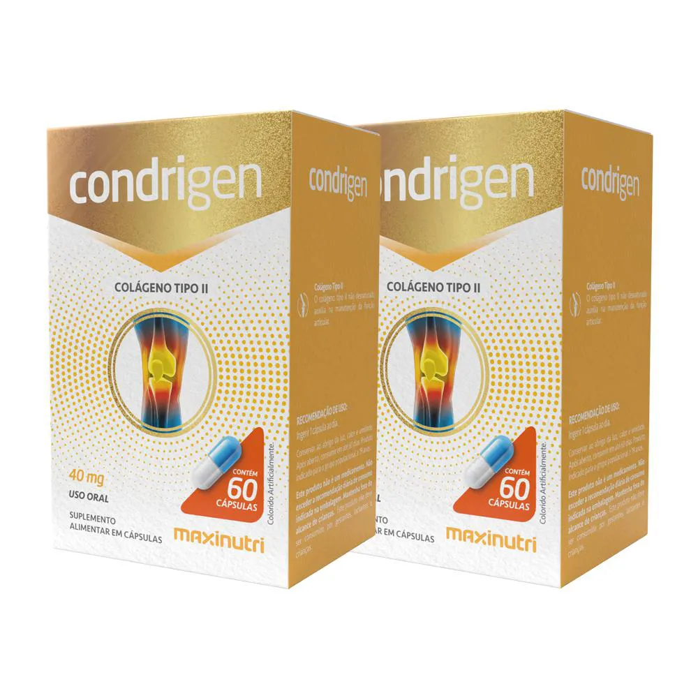KIT 2 CONDRIGEN COLáGENO TIPO 2 COM 60 CAPSULAS MAXINUTRI