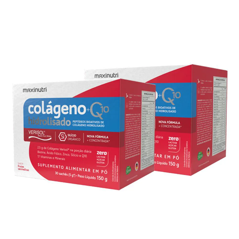 KIT 02 COLáGENO VERISOL 30 SACHES FRUTAS VERMELHAS MAXINUTRI