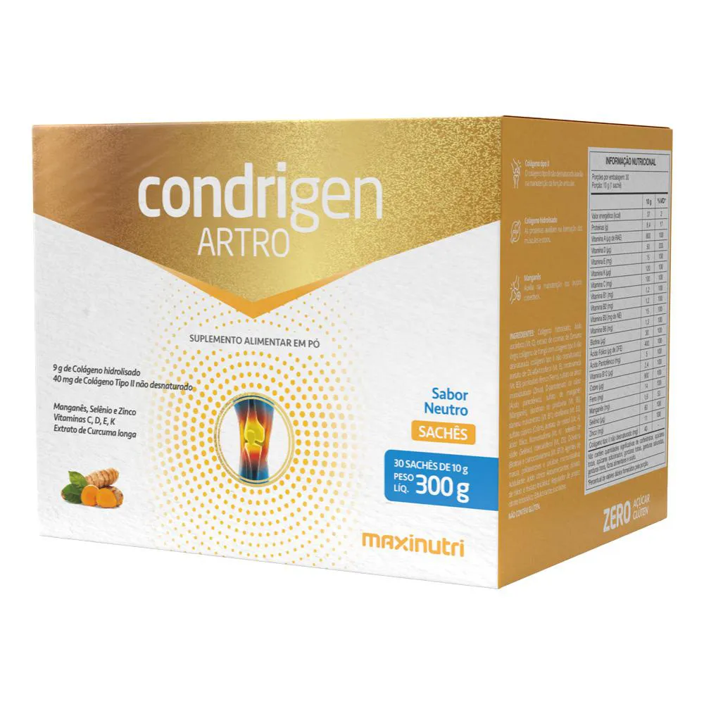 CONDRIGEN ARTRO COLáGENO TIPO 1 E 2 SACHêS SABOR NEUTRO MAXINUTRI