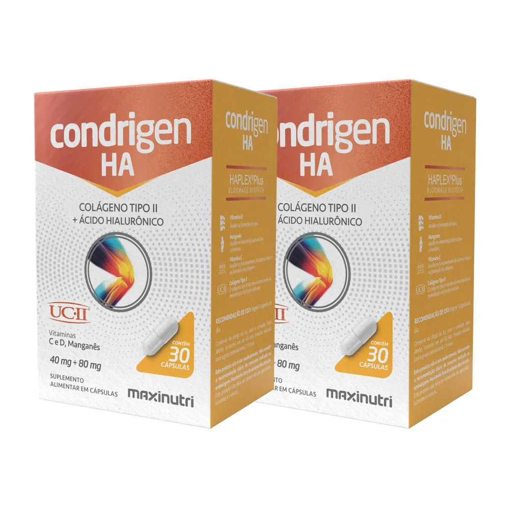 KIT 2 CONDRIGEN H.A. COLáGENO TIPO 2 + ÁCIDO HIALURôNICO 30 CáPS MAXINUTRI