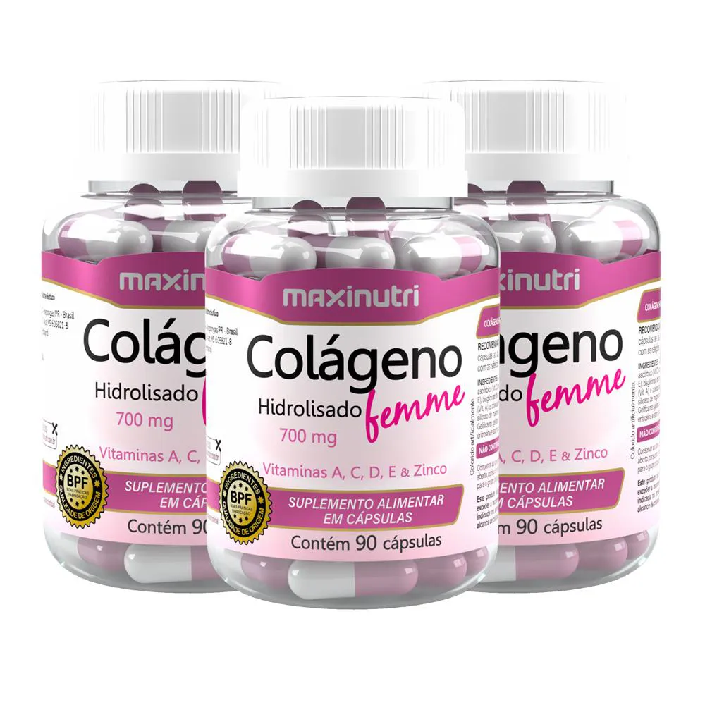 KIT 3 COLáGENO FEMME 90 CáPSULAS MAXINUTRI