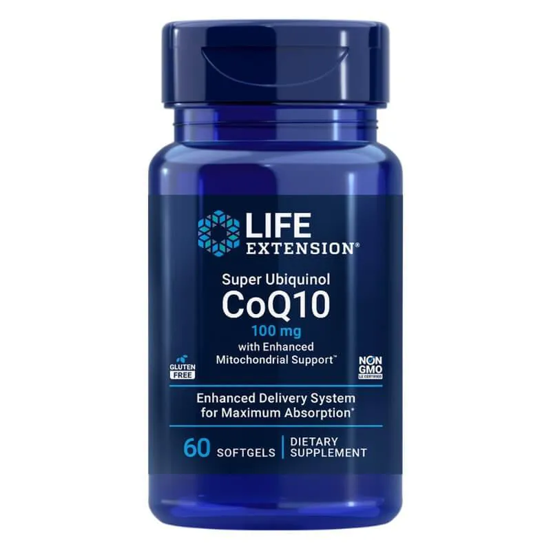 SUPER UBIQUINOL COQ10 100MG COM SUPORTE MITOCONDRIAL APRIMORADO LIFE EXTENSION SEM Sabor