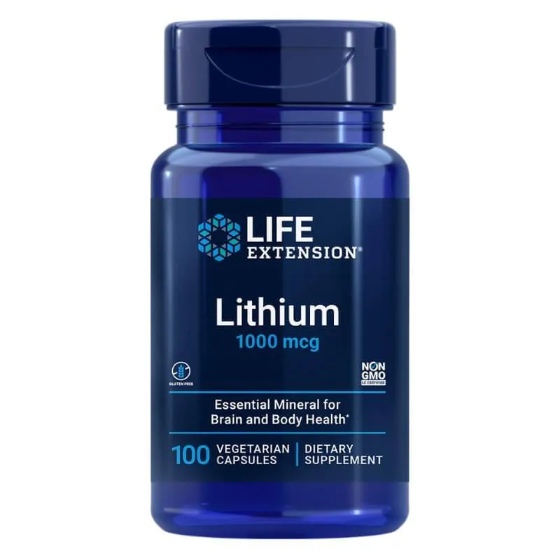 LIFE EXTENSION, LíTIO 1MG LITHIUM 1000MCG 100 CáPSULAS SEM Sabor