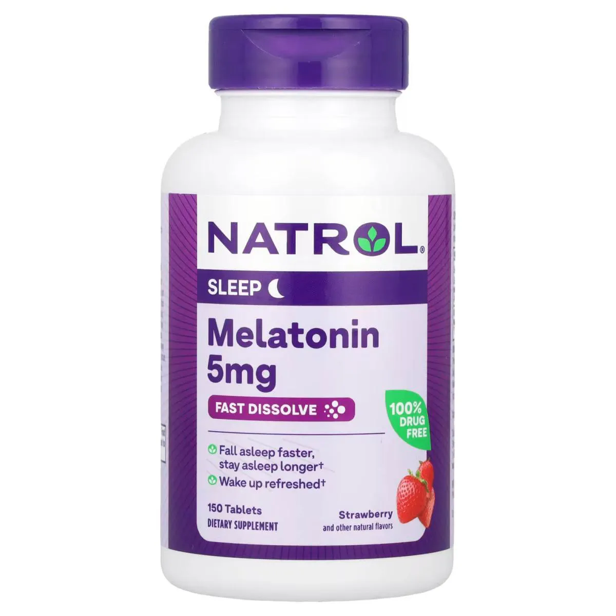 Melatonina 150 Tabletes Sublingual Sabor Morango 5 Mg Natrol Original & Importado