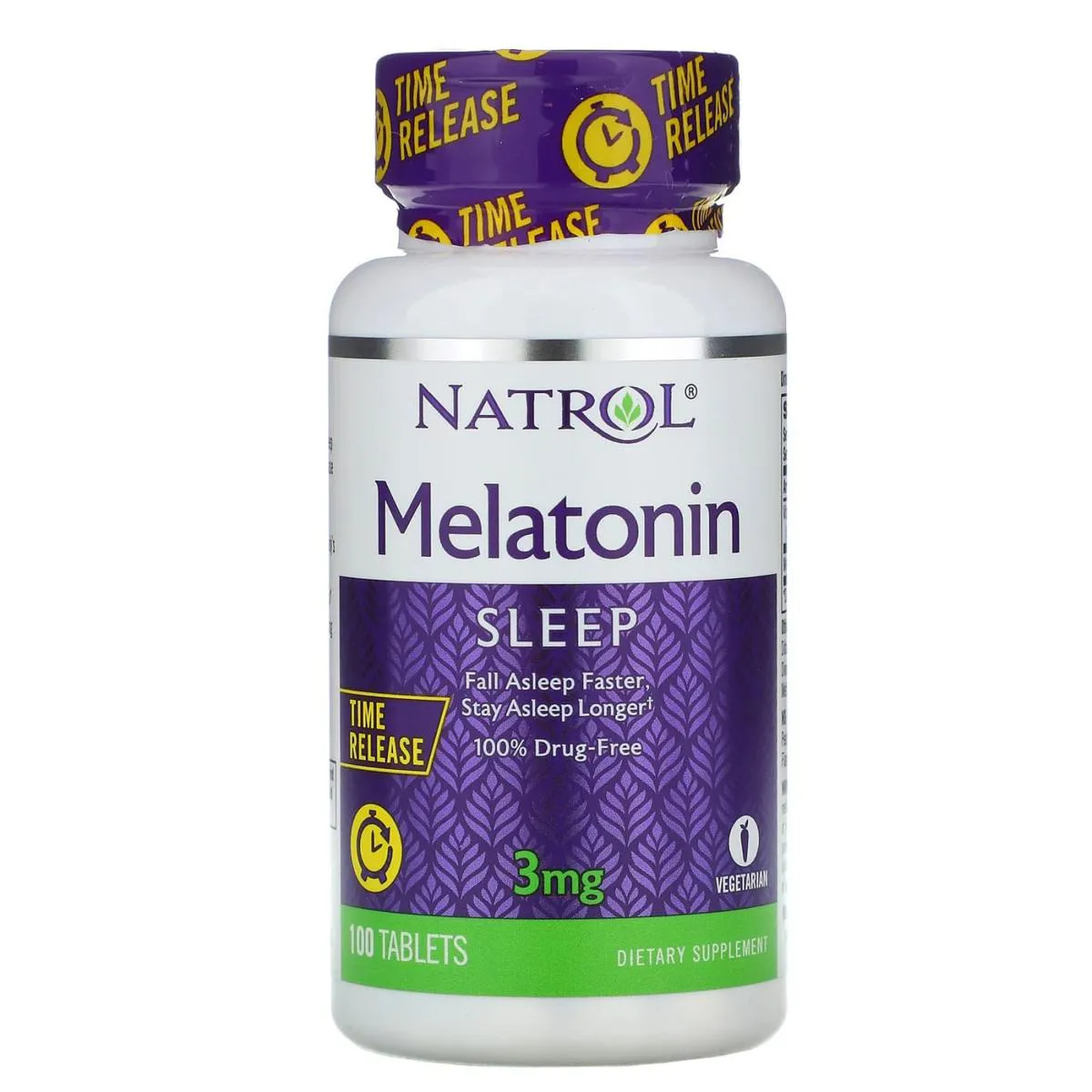 VITAMINA MELATONINA TIME RELEASE 100 TABLETES 3 MG - NATROL