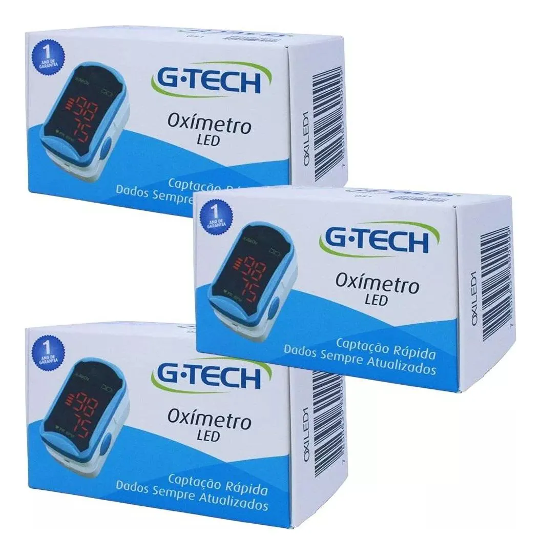KIT OXíMETRO DIGITAL LED G-TECH COM 3 UNIDADES