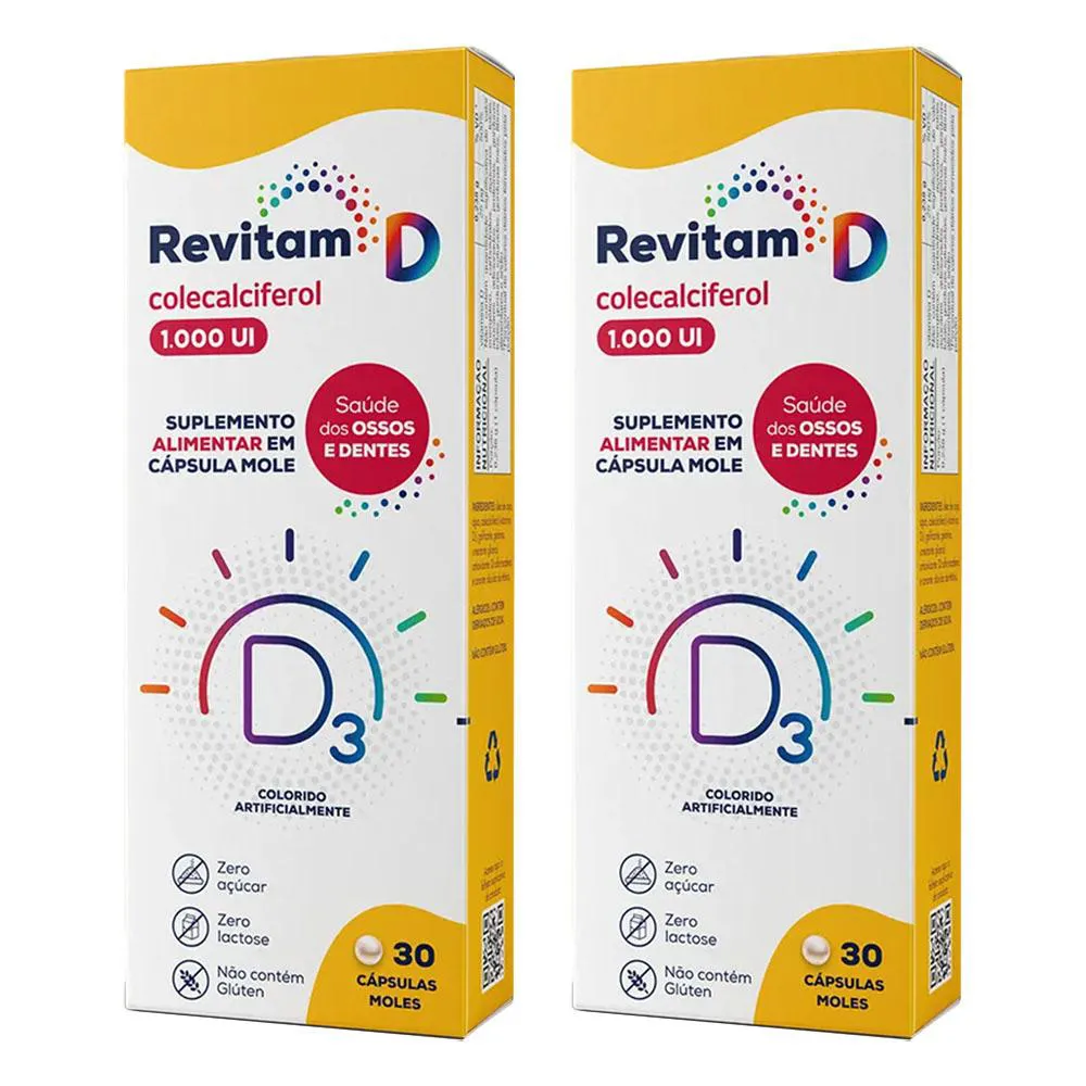 KIT 2 SUPLEMENTO REVITAM D3 1000UI 30 CáPSULAS - AVERT