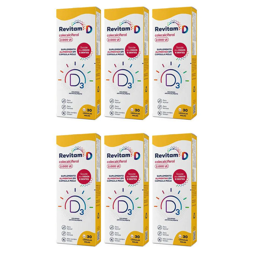 KIT 6 SUPLEMENTO REVITAM D3 2000UI 30 CáPSULAS - AVERT