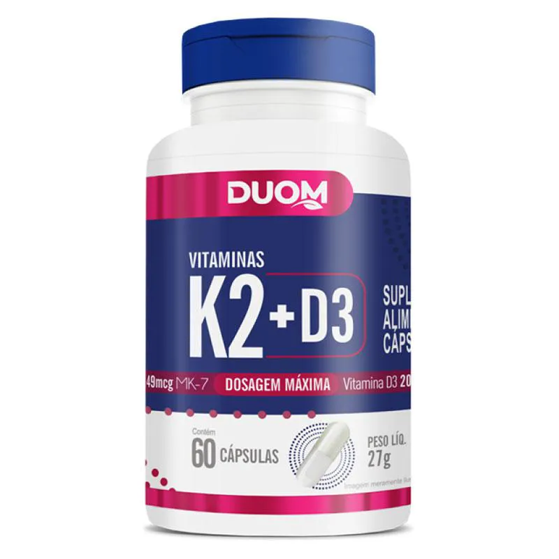 SUPLEMENTO VITAMíNICO DE K2 + D3 COM 60CPS - DUOM