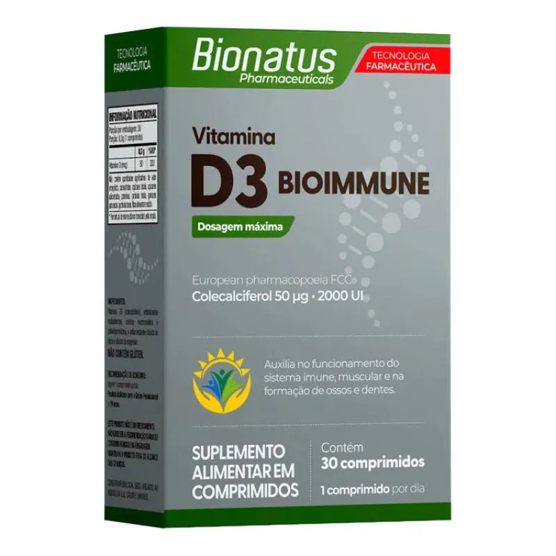 SUPLEMENTO VITAMíNICO D3 2000UI 30CPR - BIONATUS