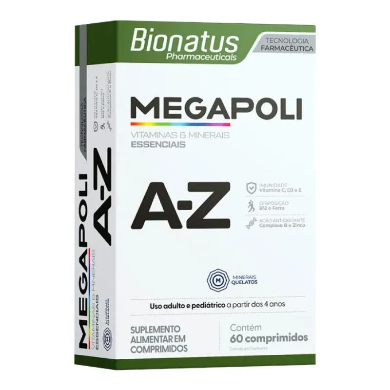 VITAMINAS E MINERAIS MEGAPOLI AZ 60CPR - BIONATUS