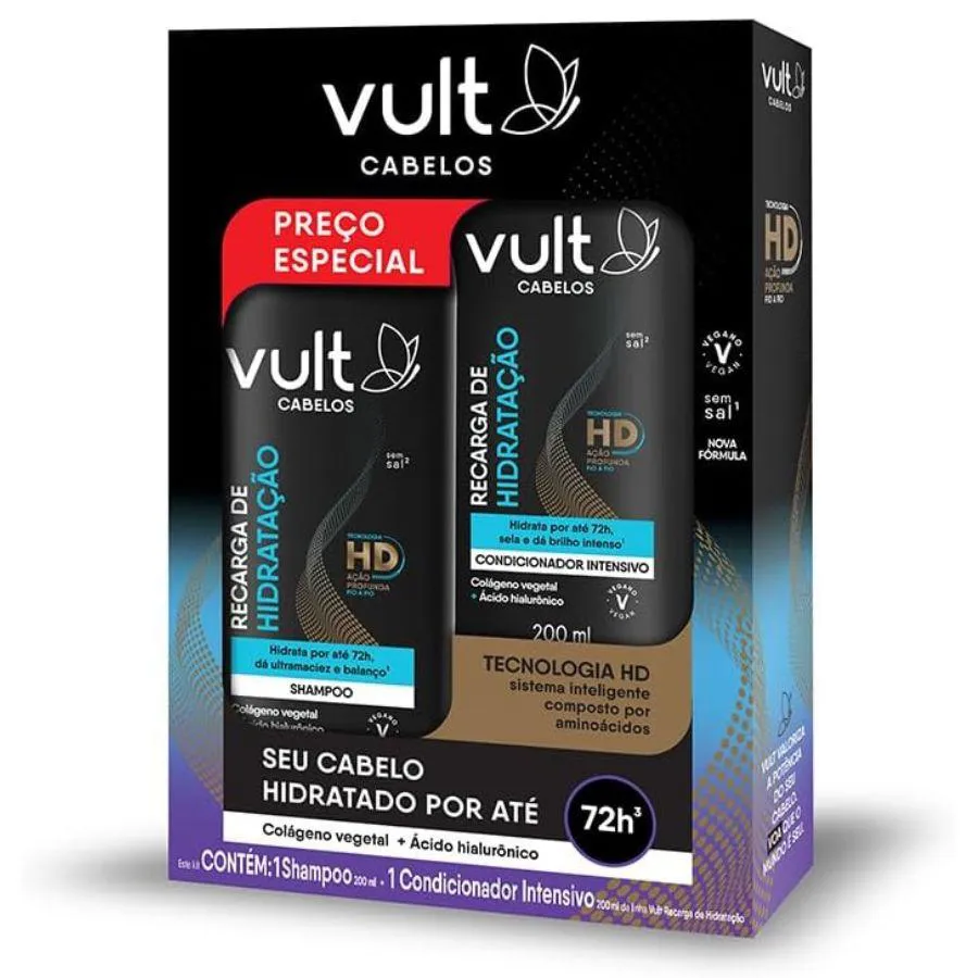 KIT RECARGA DE HIDRATAçãO ( SHAMPOO 200ML + CONDICIONADOR INTENSIVO 200ML ) - VULT