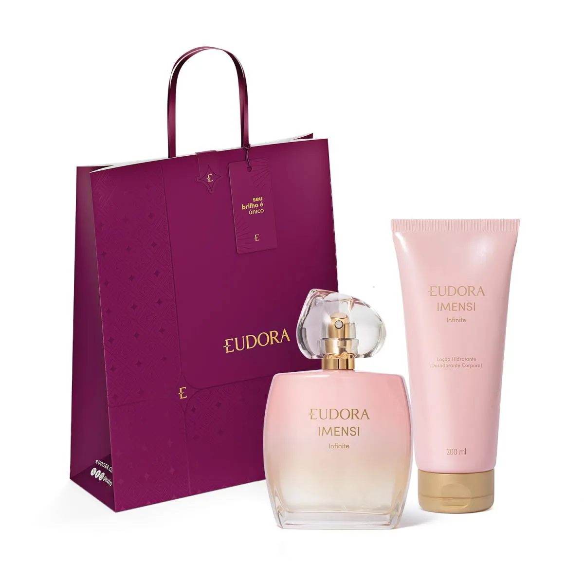 COMBO IMENSI INFINITE: DESODORANTE COLôNIA 100ML + LOçãO HIDRATANTE DESODORANTE CORPORAL 200ML + KIT SACOLA EUDORA NATAL