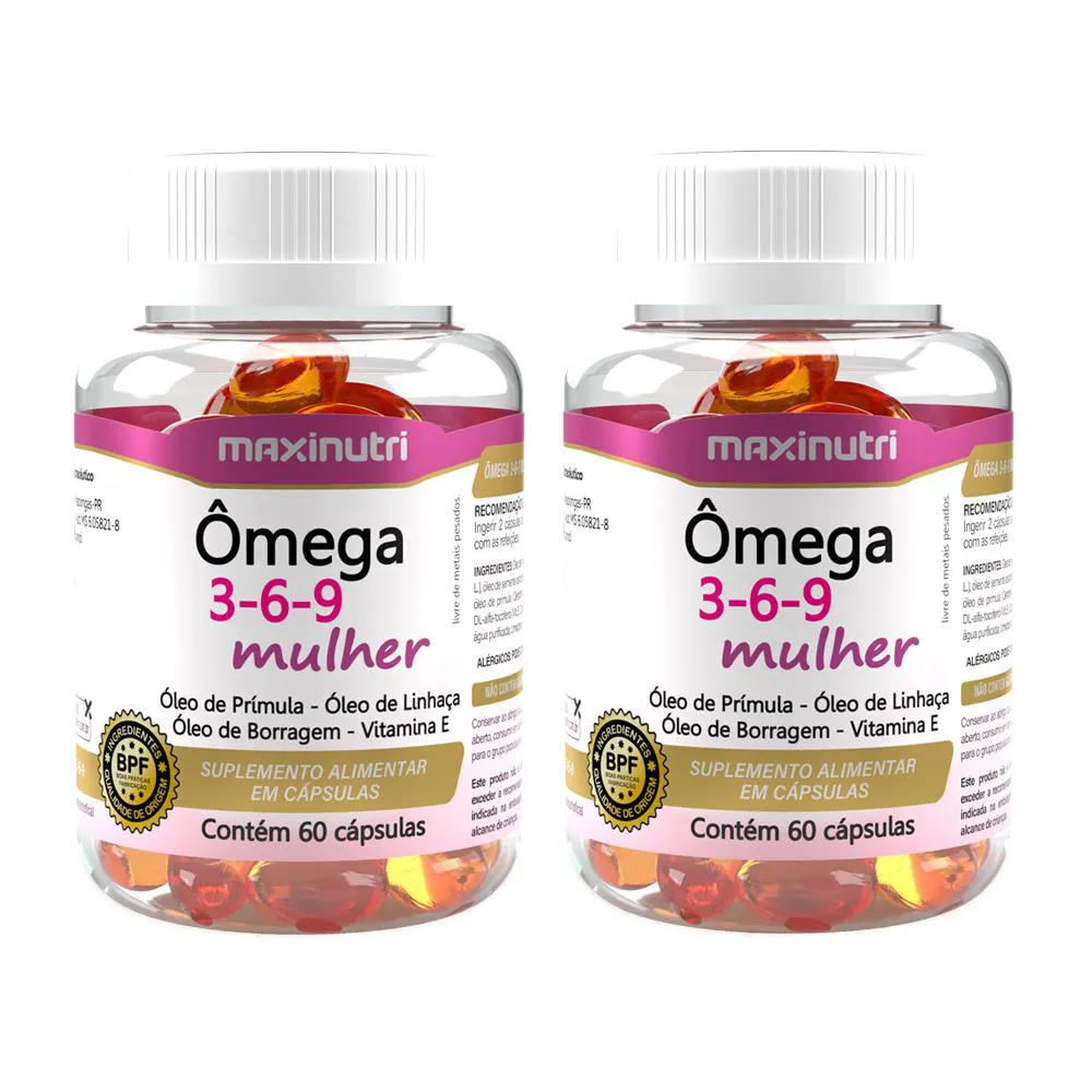 KIT 2 ÔMEGA 3-6-9 MULHER 60 CAPSULAS MAXINUTRI