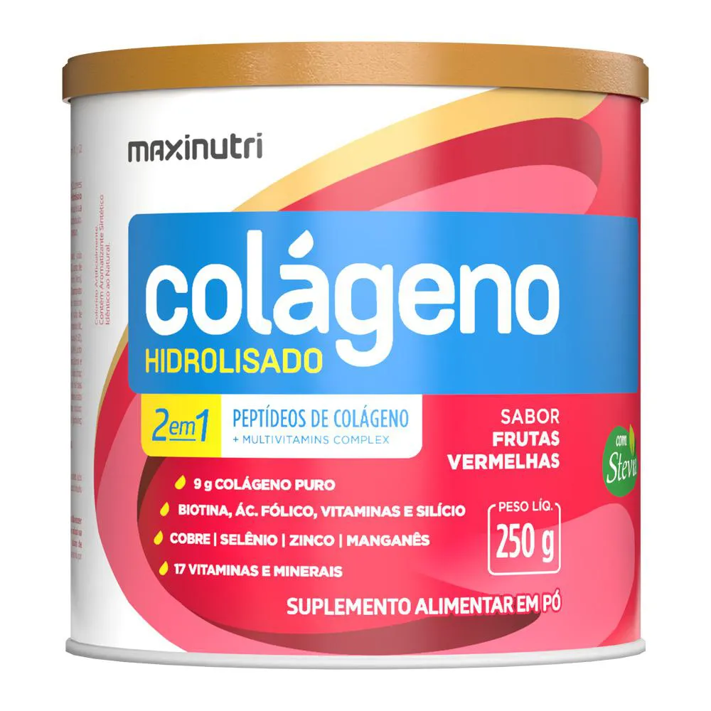 COLAGENO HIDROLISADO SABOR FRUTAS VERMELHAS LATA 250G MAXINUTRI