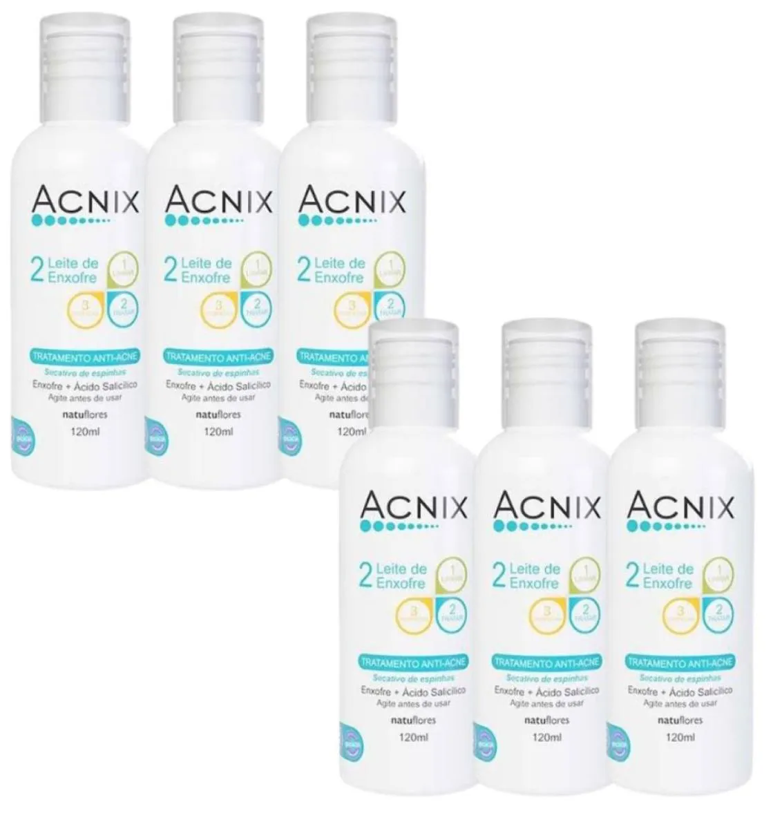 SECANTE DE ESPINHAS  ANTI ACNE ACNIX 120ML NATUFLORES 6UN