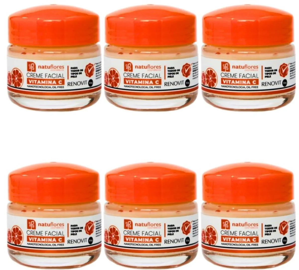 CREME FACIAL VITAMINA C RENOVIT NANOTECNOLOGIA 30GR NATUFLORES 6UN