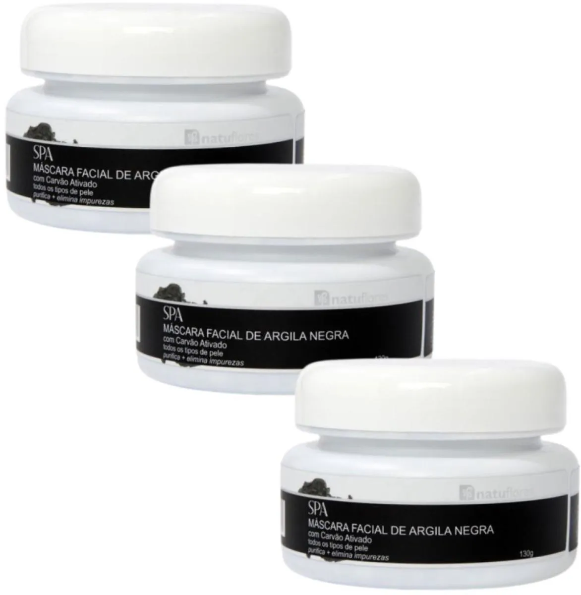 MASCARA FACIAL ARGILA NEGRA SPA CARVÃO ATIVADO 130GR NATUFLORES 3UN
