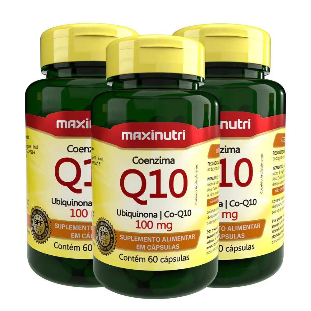 KIT 3 COENZIMA Q10 100MG COM 60 CAPSULAS MAXINUTRI