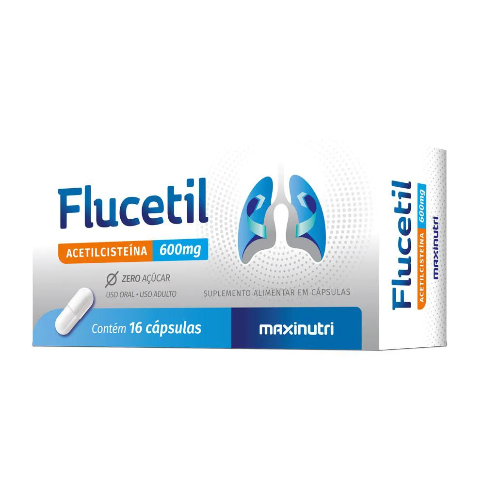 FLUCETIL ACETILCISTEíNA 600MG 16 CáPSULAS MAXINUTRI