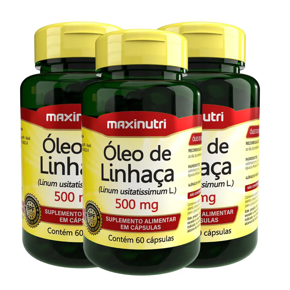 KIT 03 ÓLEO DE LINHAçA 60 CAPSULAS 500MG MAXINUTRI