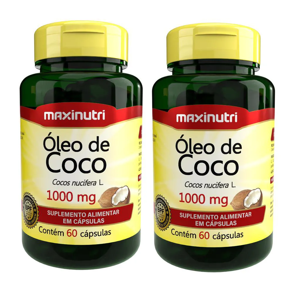 KIT 2 ÓLEO DE COCO EXTRA VIRGEM 60 CAPSULAS 1000MG MAXINUTRI